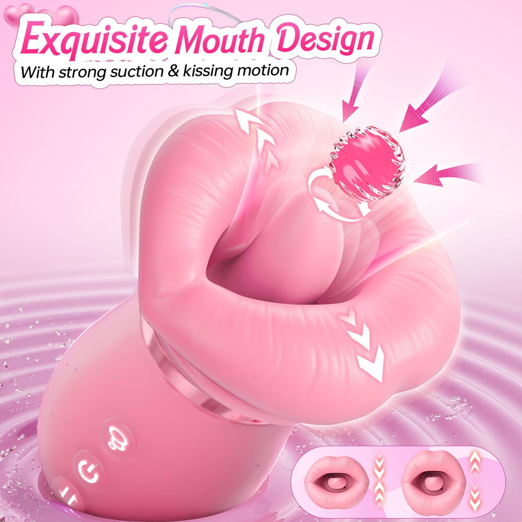 Vibrator Adult Sex Toys for Women - Sovokn 5IN1 Mouth Rose Sex Toy Vibrators, 10 Tongue Licking, 3 Auto & 1 Manual Sucking Vibrator Adult Toys New APP, Anal Clit Nipple Female Couples Sex Toys, Pink