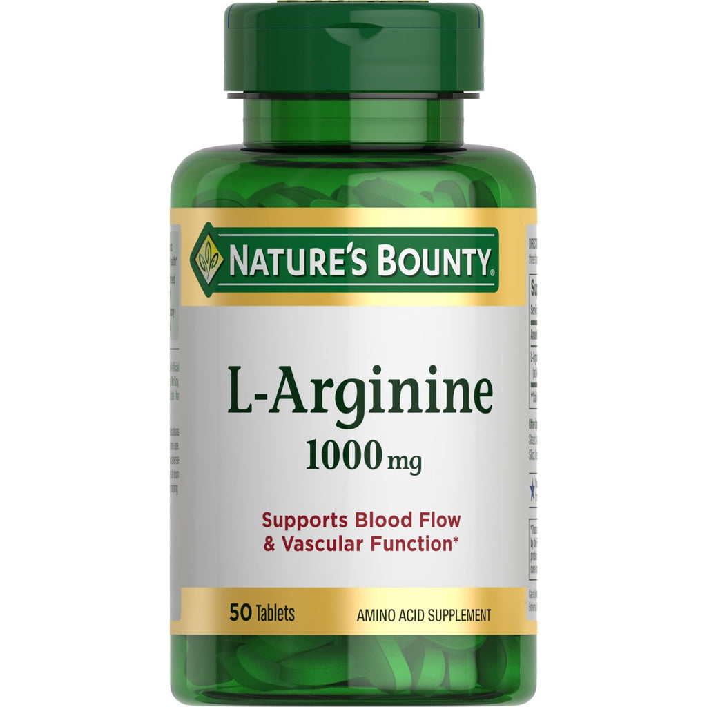 Nature's Bounty L-Arginine 1000mg, Non-GMO, Gluten Free, 50 Tablets