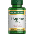 Nature's Bounty L-Arginine 1000mg, Non-GMO, Gluten Free, 50 Tablets