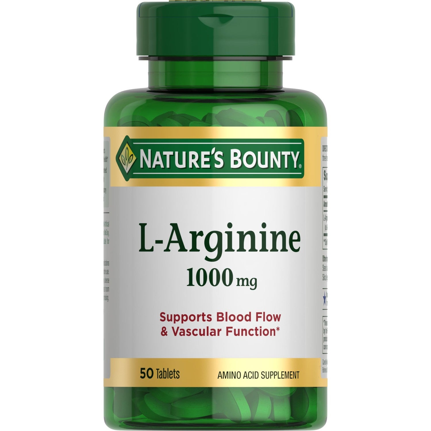 Nature's Bounty L-Arginine 1000mg, Non-GMO, Gluten Free, 50 Tablets