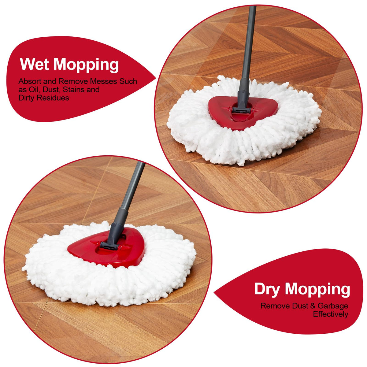 [3 Pack] Mop Replace Heads, Mop Refill Heads Replacements Compatible with O Cedar Spin Mop 1-Tank System- Easy to Replace, Microfiber, Machine Washable