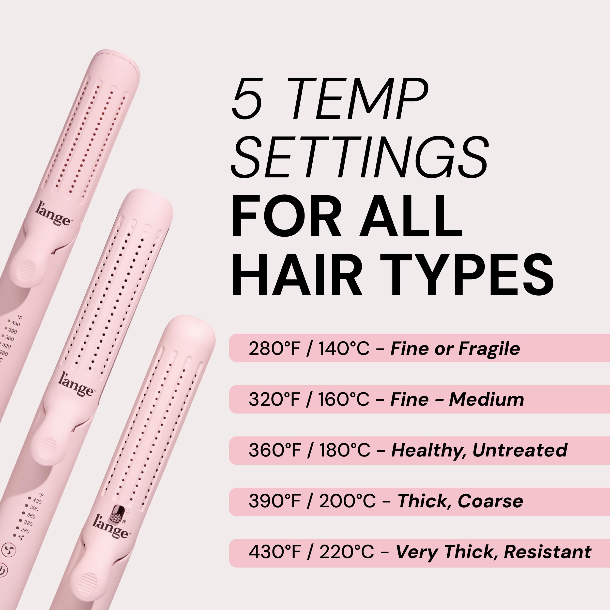 L'ANGE HAIR Le Duo Grande 360° Airflow Styler | Curl & Straighten with One Tool | 5.3" Snag-Free Titanium Plates | Cooling Air Vents to Set Curls | Adjustable Temp & Auto Shut-Off | Blush