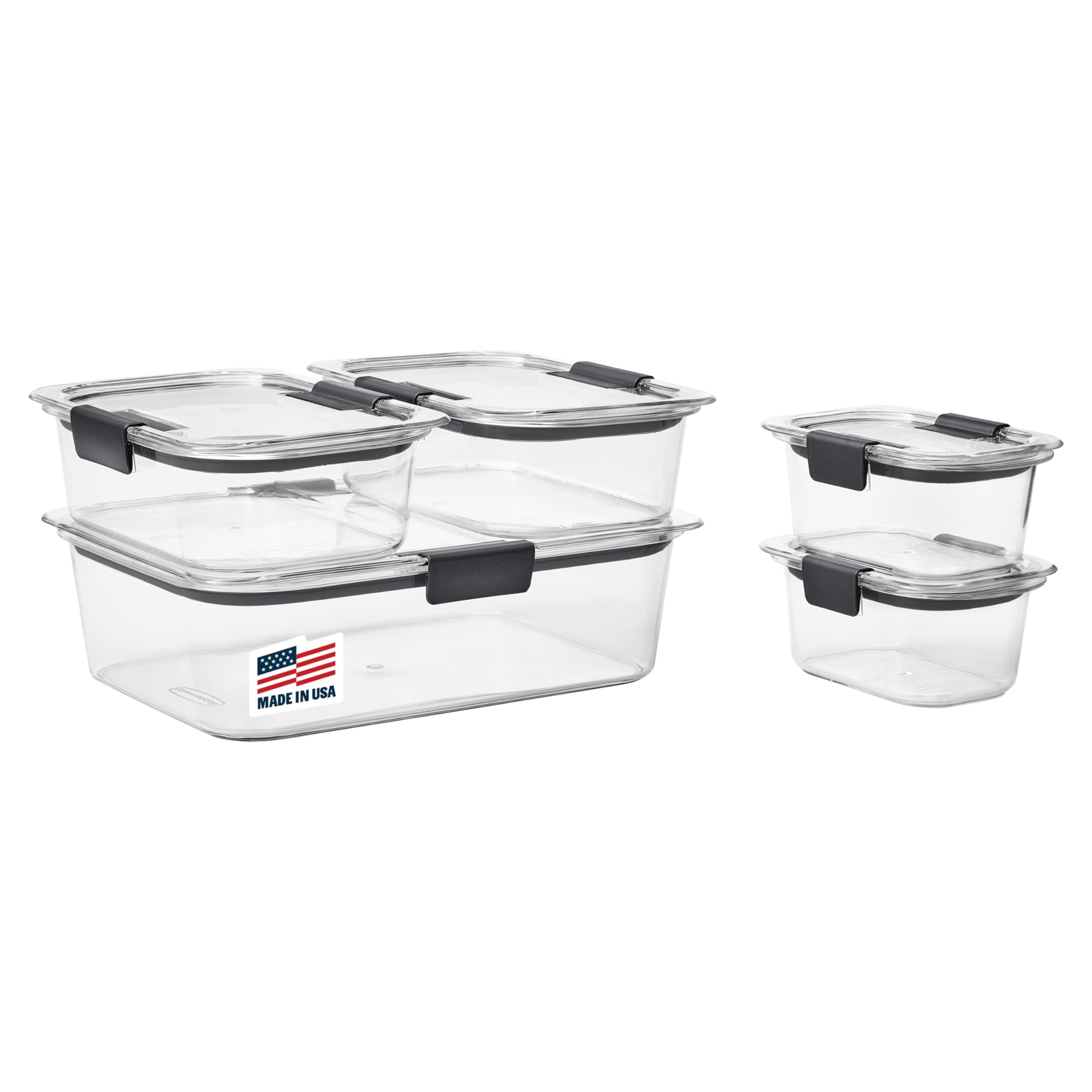Buy now Rubbermaid Brilliance Food Storage Containers, Set of 5 (10 Pieces), BPA-Free, Leak-Proof, Clear Assorted (10-Piece) at indiglob india