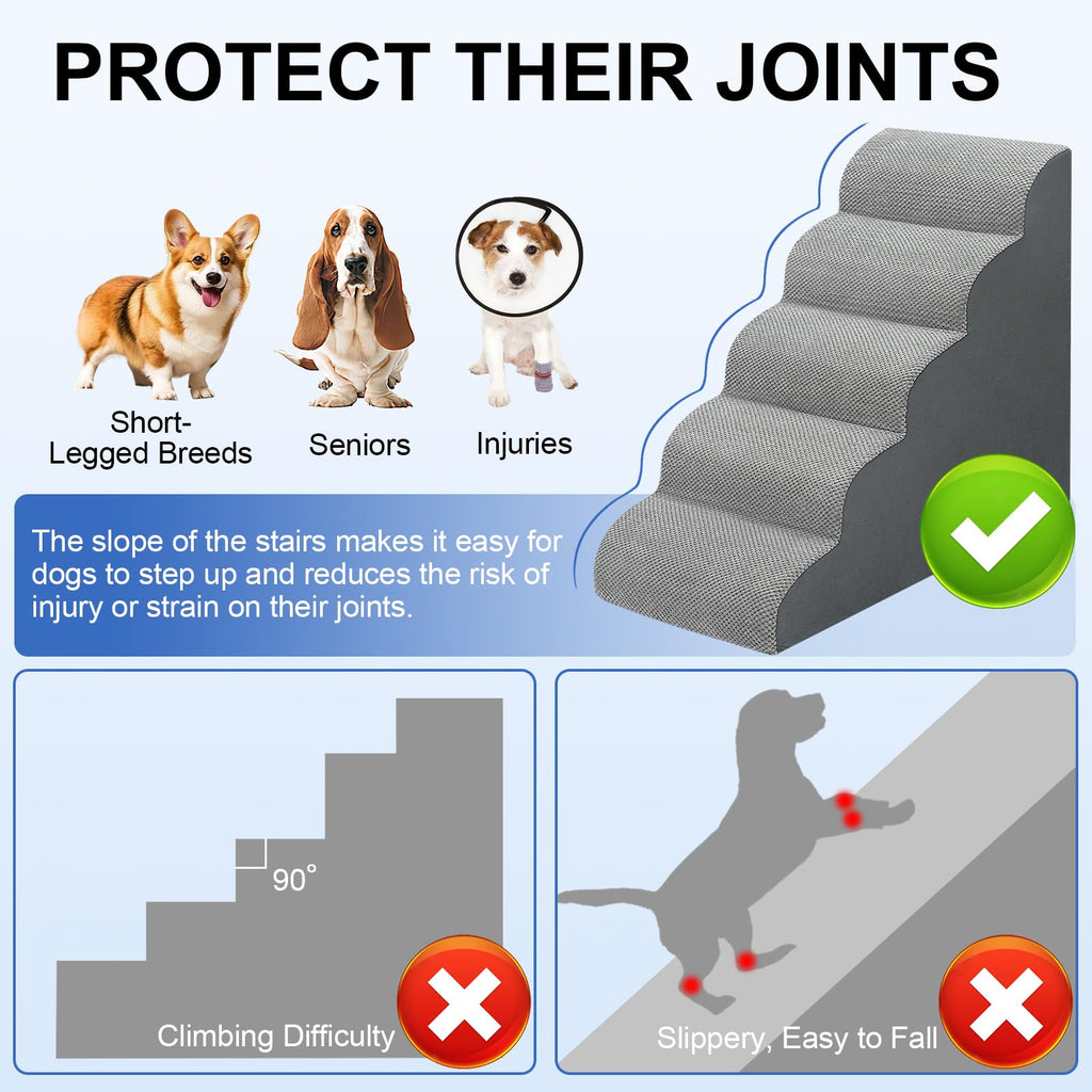 MEJYJEM Dog Stairs for high Beds 28.7” H, 5 Step Pet Ramp for Large Dogs