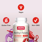 Jarrow Extra Strength Methyl Folate, Folate 400 mcg, 60 Capsules | Dietary Supplement for Cardiovascular and Neurologic Health Support, 60 Day Supply