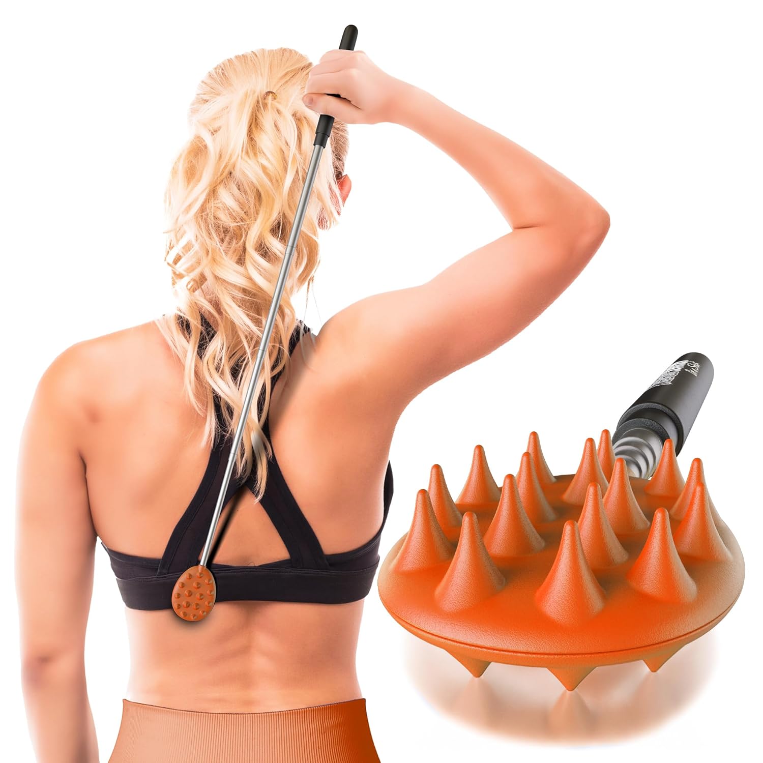 Buy now Cactus Scratcher Extendable Telescopic Back Scratcher - Extends 29" Long Double Sided Retractable Scratching Tool for Hand, Neck, Head, and Body - Universal Gift for Family, Pets, and Friends, Black Extendable Original Stick Orange at indiglob india