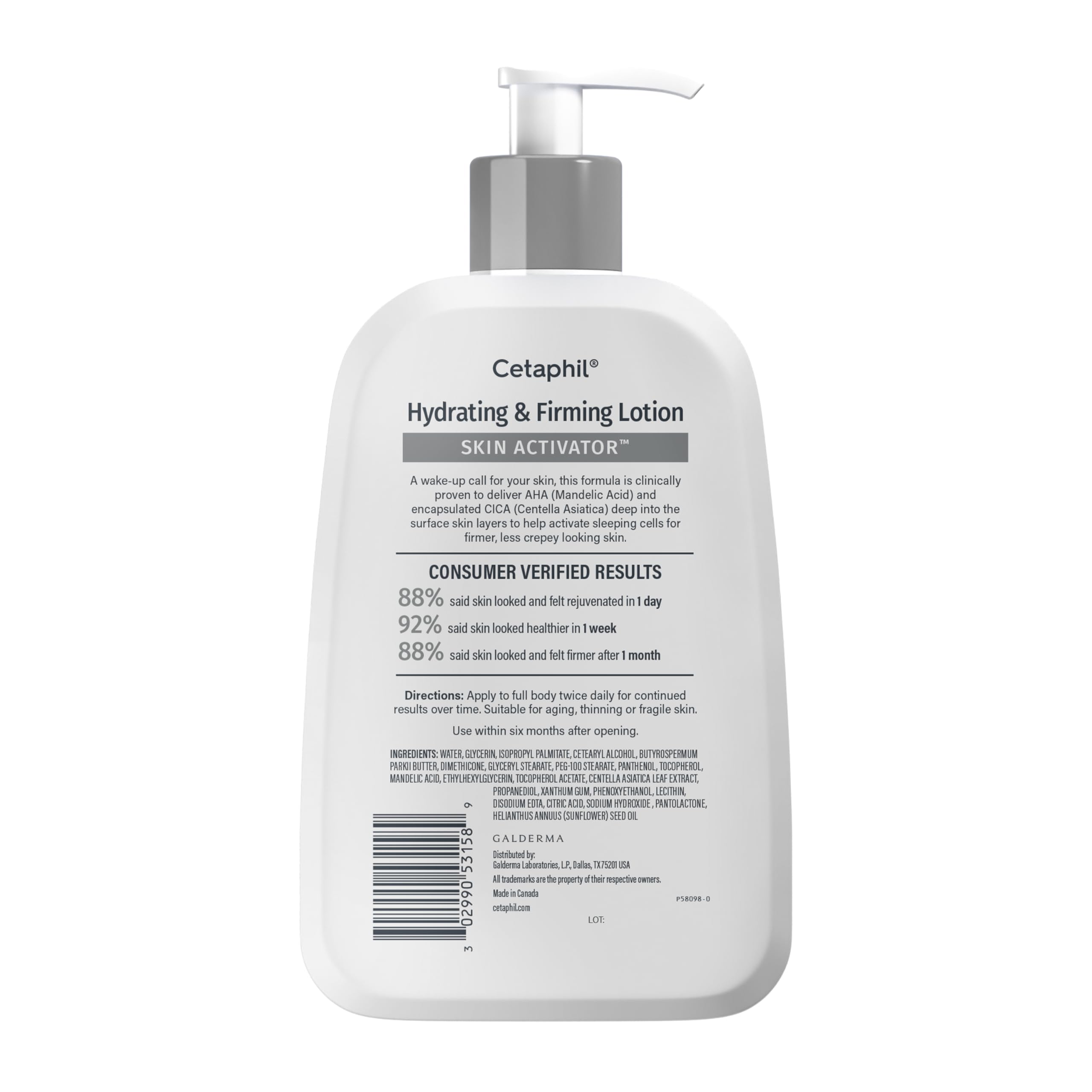 Cetaphil Skin Activator Firming Body Lotion, AHA & CICA, 16 Fl Oz | Anti-Aging Moisturizer For Dry, Sagging Skin, Mandelic Acid AHA + Centella Asiatica CICA, Firms And Hydrates Mature Skin