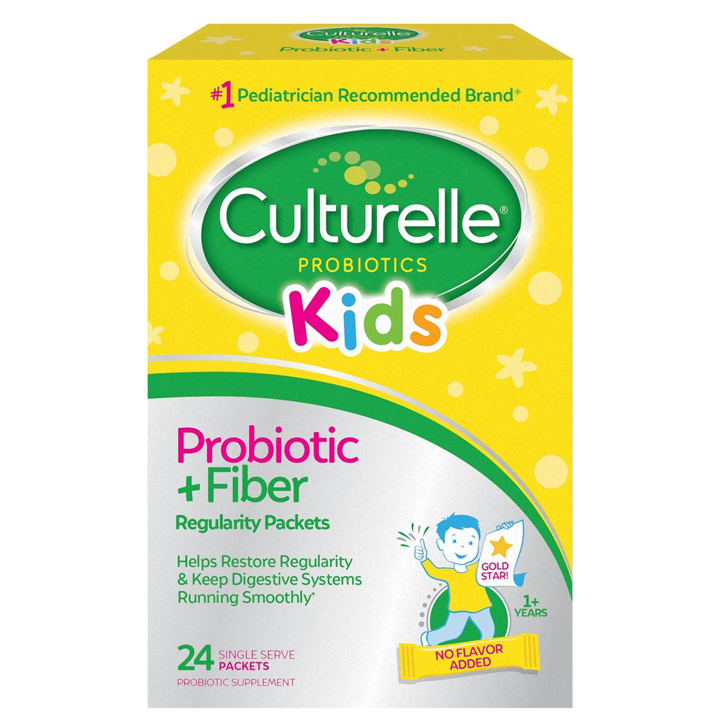 Culturelle Kids Probiotic + Fiber Packets, Ages 1+, Unflavored, 24 Count | From the #1 Pediatrician-Recommended Brand± Digestive Health & Immune Support, Help Restore Regularity*, Children & Toddlers
