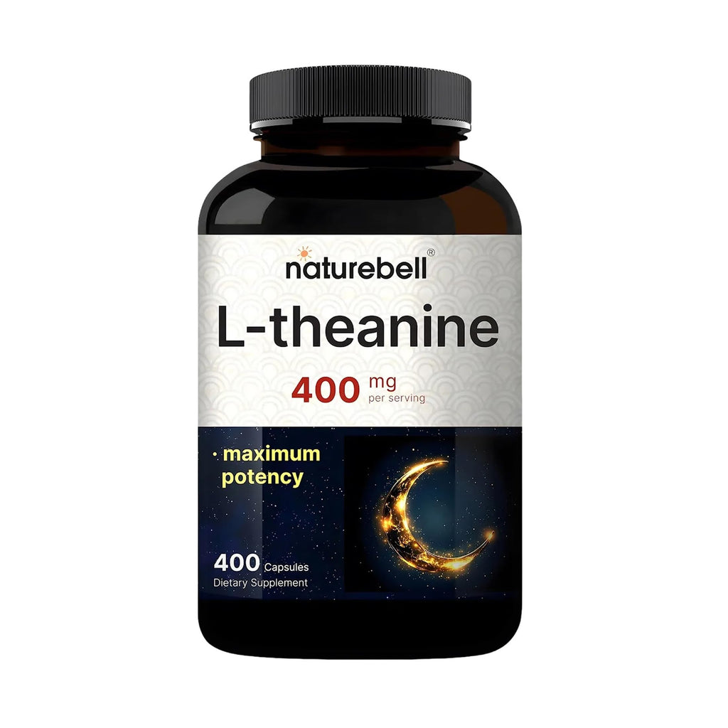 NatureBell L-Theanine Supplement - 400 Capsules - 400mg Max Potency Amino Acid Support - for Relaxation, Calm, and Focus - Non-Drowsy Free-Form Formula*