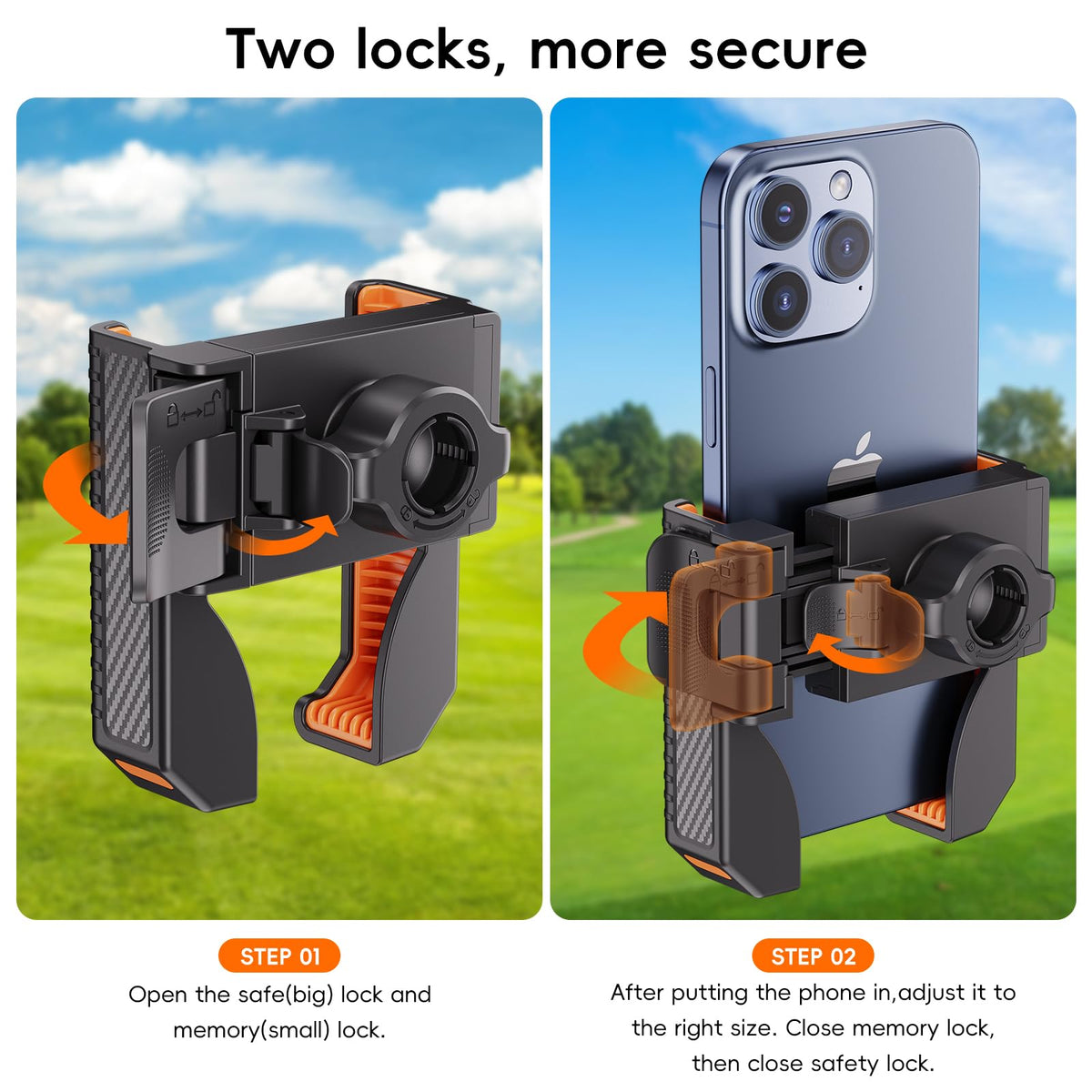Magnetic Golf Cart Phone Holder, Powerful N52 Magnet Base, Fits EZGO, Club Car, Yamaha, Icon, Golf Cart Accessories Compatible with iPhone, Samsung, Xiaomi and All 4.5-7" Smartphones
