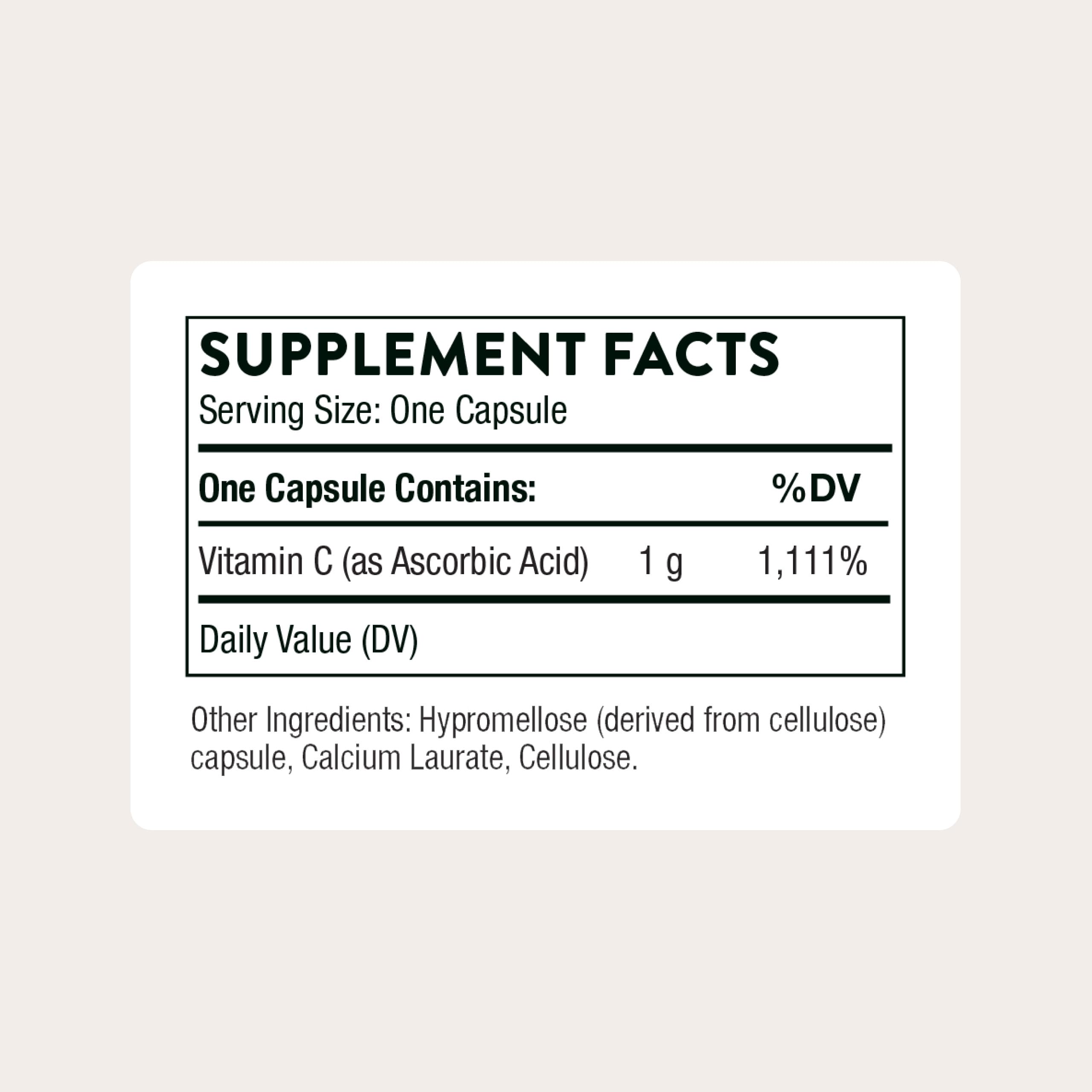 THORNE Vitamin C 1,000 mg, Ascorbic Acid Supplement, 60 Capsules | Supports Immune Function, Collagen Production & Liver Detoxification, Antioxidant Support*, NSF Contents Certified