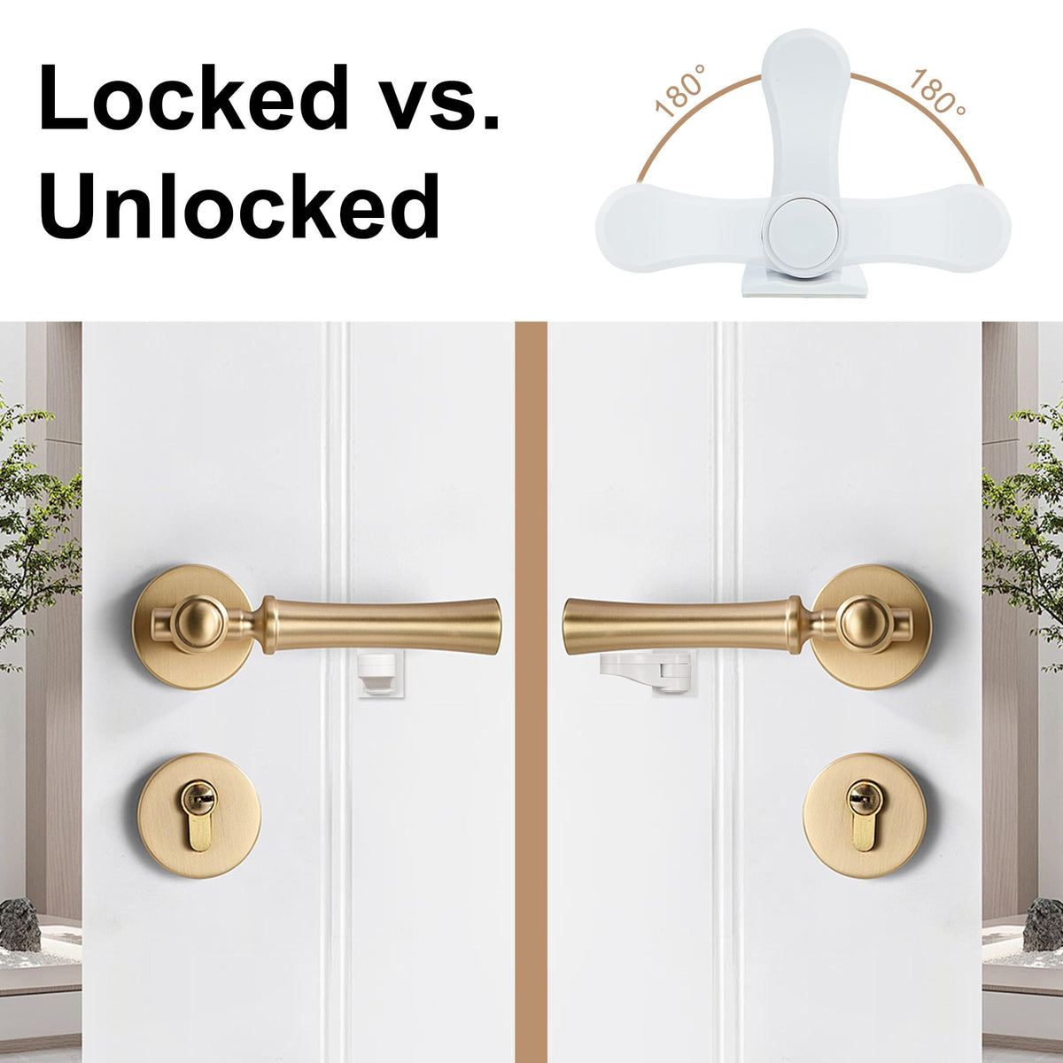Child Proof Door Lever Lock(6 Pack) - Baby Proofing Door Handle Lock, 3M Adhesive & No DrillingNeed, Minimalist Design, Child Safety Door Handle Locks