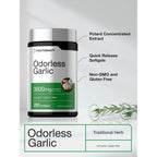 Horbäach Odorless Garlic Softgel Supplement | 200 Pills | Ultra Potent Concentrated Herbal Extract | Non-GMO & Gluten Free