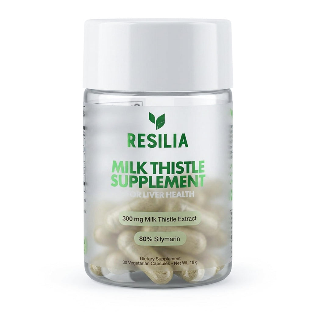 Resilia Milk Thistle Silymarin – 300 mg Supplement with Vitamin C, Inositol, Pueraria Root & Turmeric Extract, High-Absorption Antioxidant-Focused Plant Formula, 30 Vegetarian Capsules