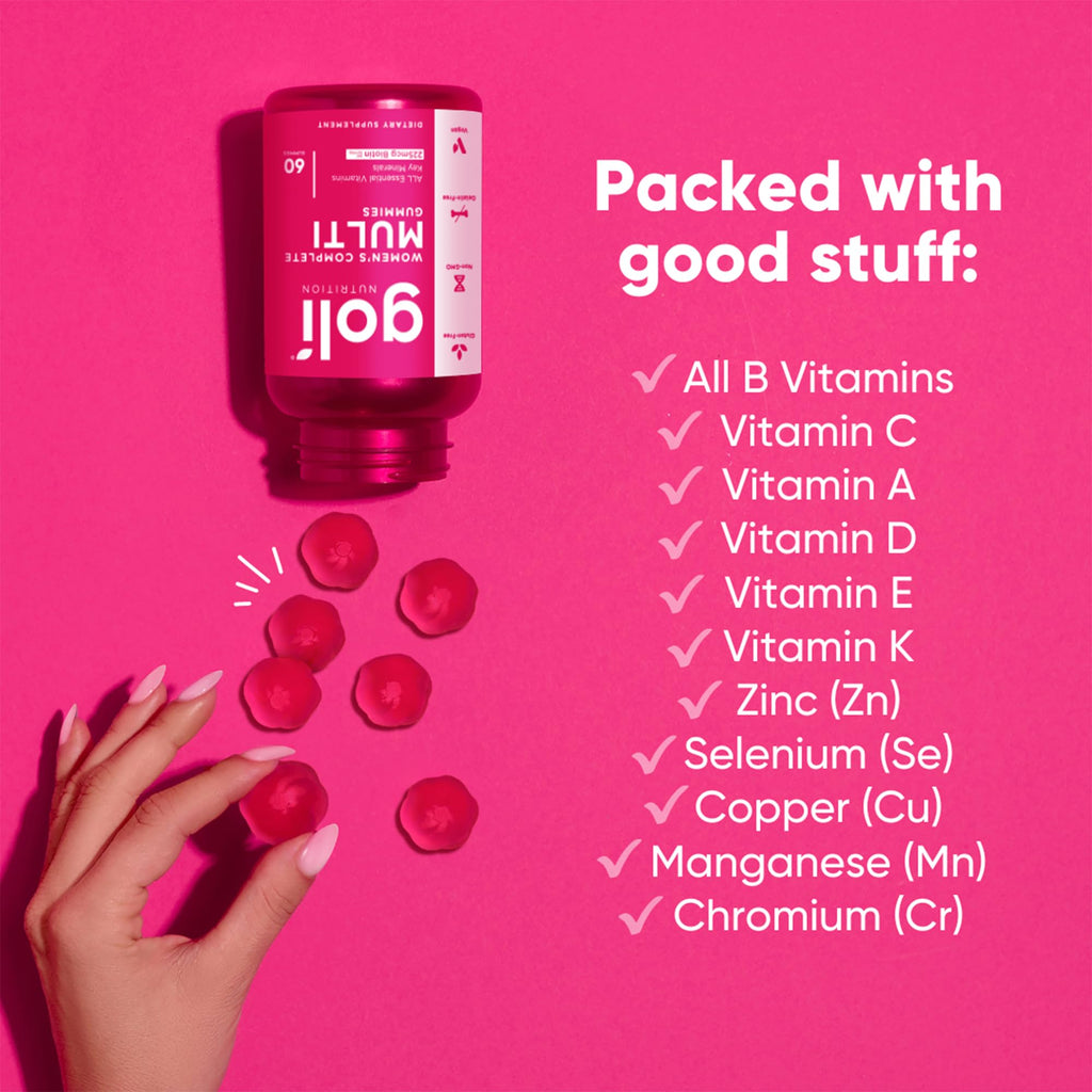 Goli Women's Multi Gummies - Complete Daily Multivitamin with All 13 Essential Vitamins, Biotin, Zinc - Supports Hair, Skin, Nails, Immune System - Vegan, Non-GMO, Gluten-Free - 60 Count (2 Pack)
