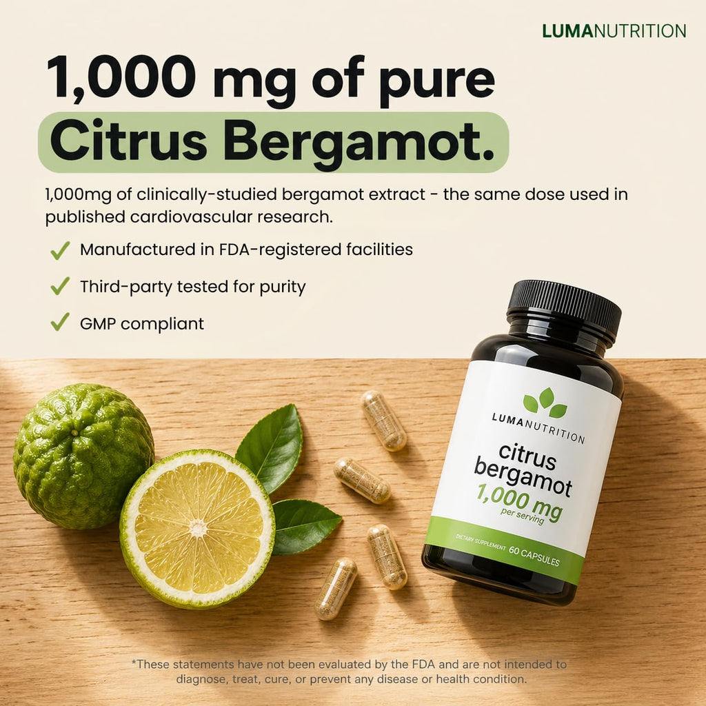 Luma Nutrition Citrus Bergamot 1000mg Supplement - 60 Capsules