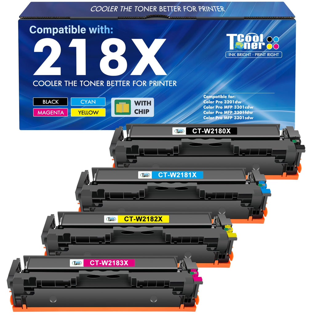 218X Toner Cartridges 4 Pack for HP 218 218A W2180X 3301fdw 3201dw 3301sdw