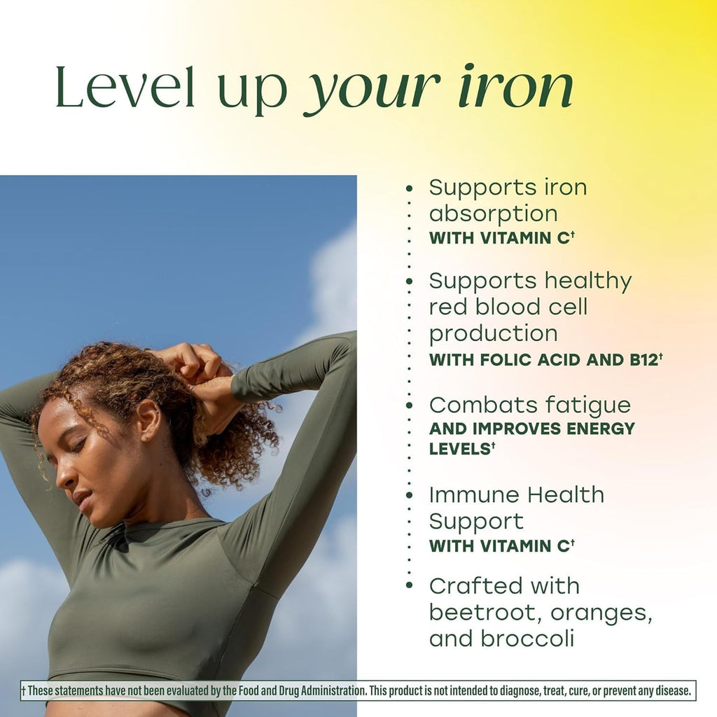 MegaFood Blood Builder Iron Supplement, Energy Support, 60 Mini Tablets | Increase Iron Levels Without Side Effects, Improves Energy Levels, B12, Folic Acid and Vitamin C for Absorption, 30 Servings