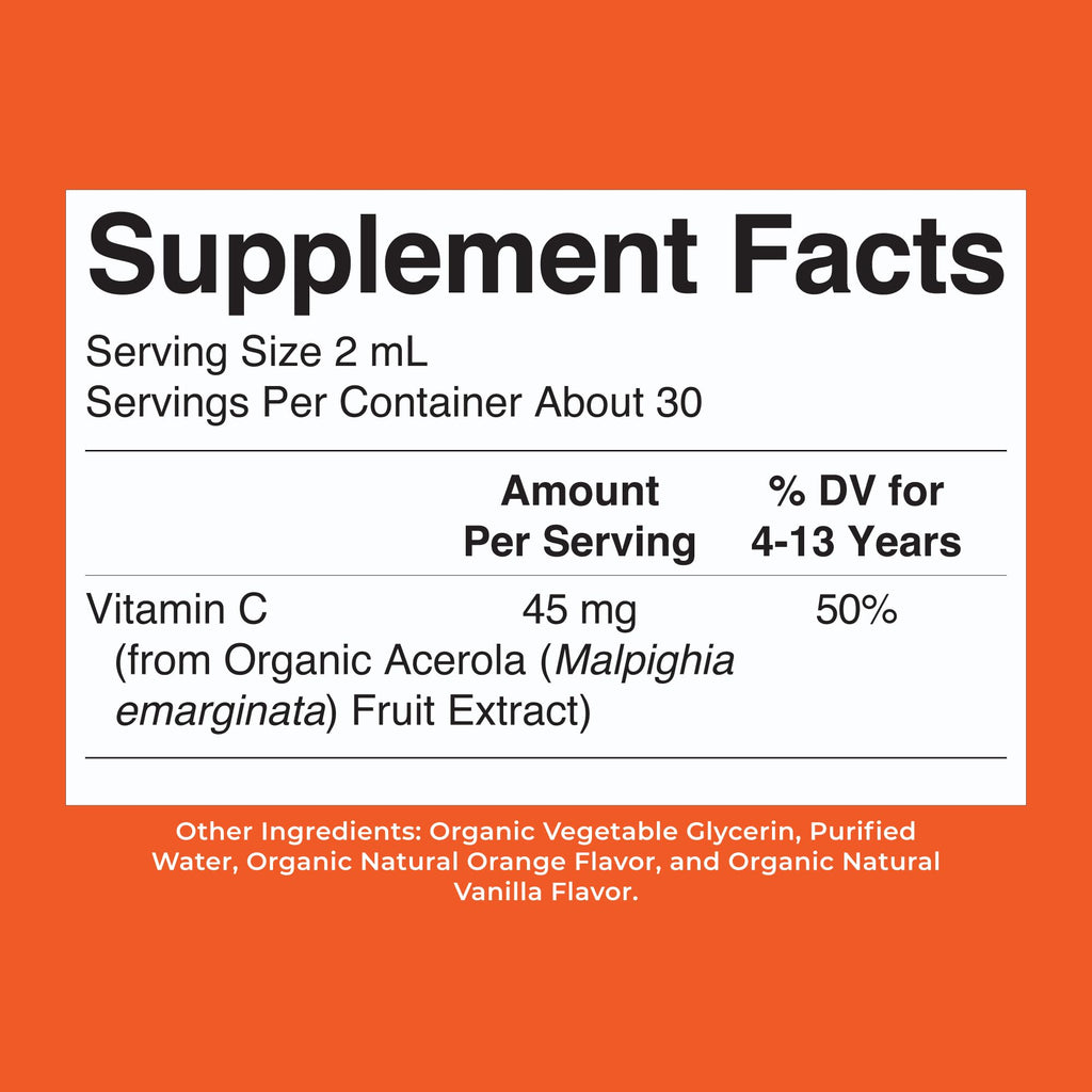MARYRUTH'S USDA Organic Kids Vitamin C Drops, Immune Support, 2 oz | Vegan, Immune Support Supplement, Overall Health, Vitamin C from Organic Acerola Fruit Extract