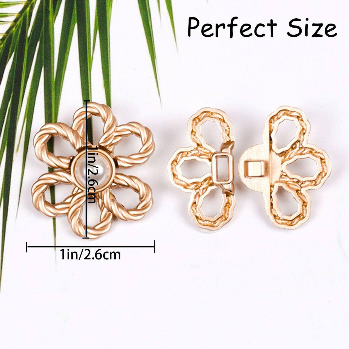 8 Sets Flower Jeans Button Pant Waist Tightener, Adjustable Waist Buckle Sets No Sew and No Tools Detachable Decorative Buckles, Jean Buttons Pins for Loose, Pants, Skirts, Sleeves