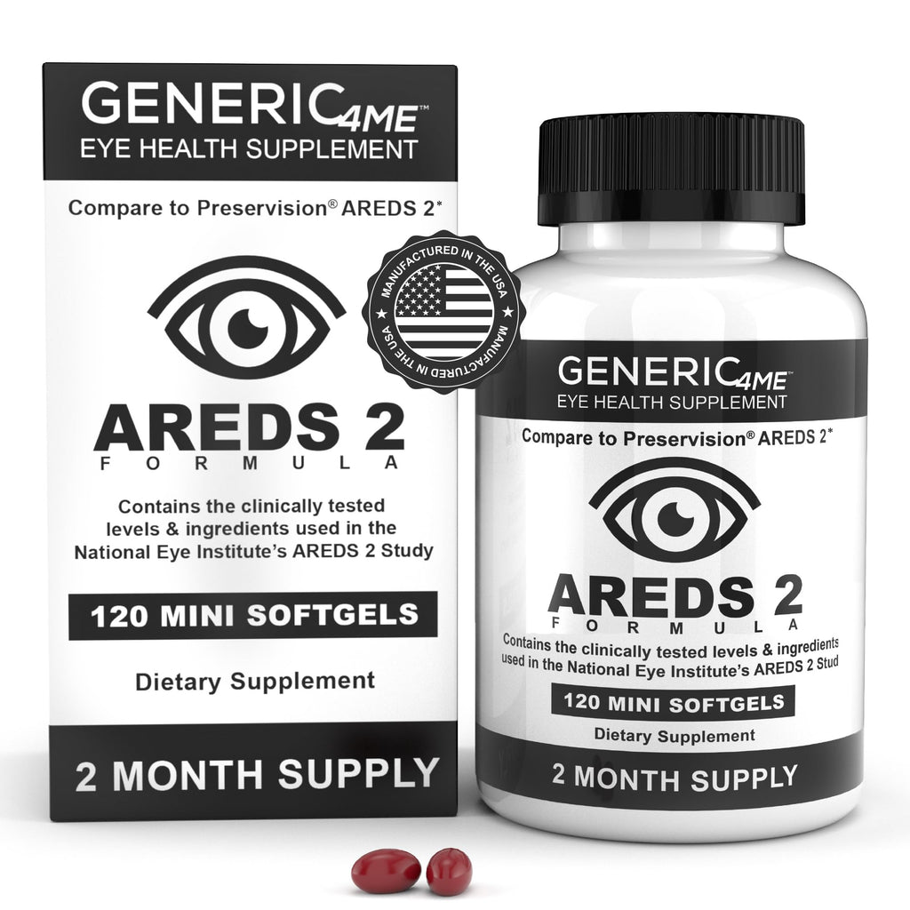 AREDS 2 SoftGels, 500 mg Vitamin C, 400 IU Vitamin E, 10 mg Lutein, 2 mg Zeaxanthin, 80 mg Zinc, 2 mg Copper - Supports Eye Health - Easy to Swallow 120 Mini SoftGels (Two Month Supply)