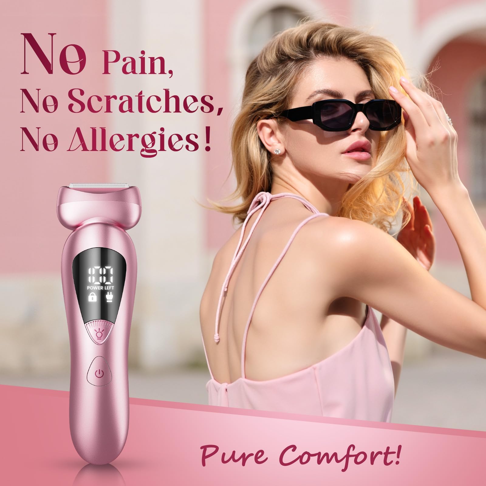rategist Cordless Electric Razor for Women: IPX7 & LED Display | 3-in-1 for Face/Underarm/Leg - Rechargeable & Painless Bikini Trimmer - Waterproof & Lightweight Travel Design