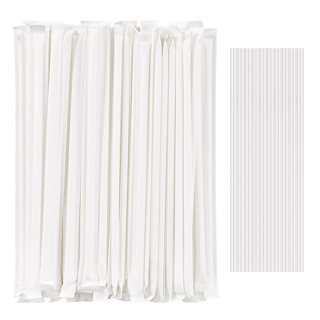Individually Wrapped 100 Pcs Clear Plastic Straws, Disposable Drinking Straws, 8.26" Long and 0.23'' Diameter, BPA-Free