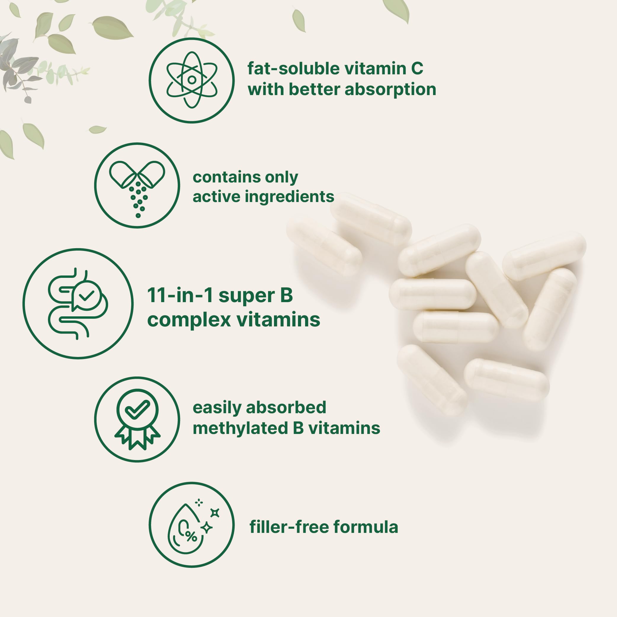 Micro Ingredients Pure Methylated B Complex Vitamins, 240 Capsules | 11-in-1 with Methylfolate, Methylcobalamin B12 & P5P + Fat-Soluble Vitamin C, Choline & Inositol. Filler Free, Non-GMO.