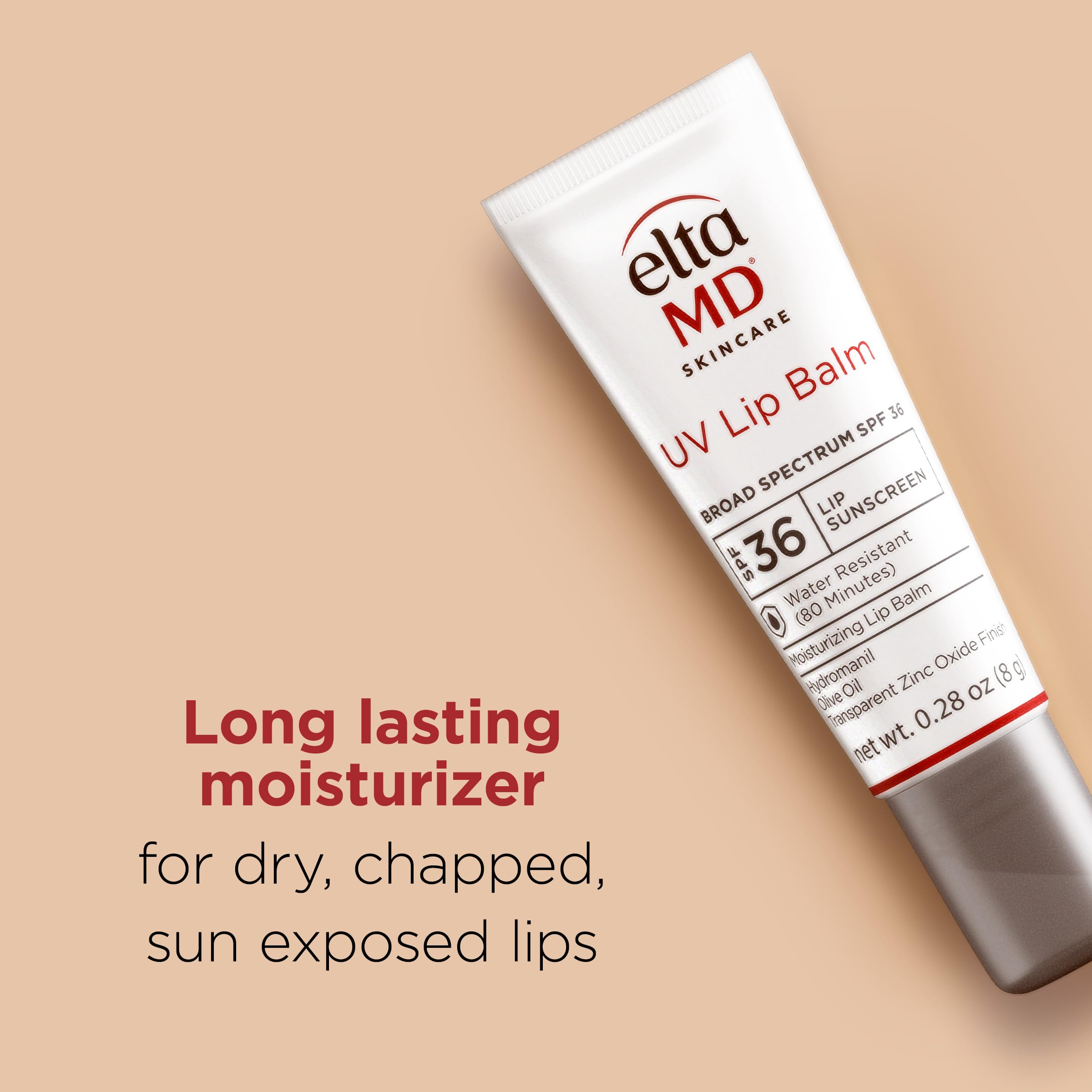 EltaMD UV Lip Balm Sunscreen, Transparent Zinc Oxide, SPF 30 | Restores Natural Softness and Hydrates, Protects Chapped, Dry, and Cracked Lips, Sheer Finish, Water Resistant Up to 80 Min.