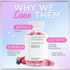 Hair Vitamins Gummies for Hair Growth - Hair, Skin & Nails Beauty Complex with 5000mcg Biotin per Serving - Supports Thicker, Stronger, Radiant-Looking Hair for Women & Men, Berry Flavor - 120 Gummies