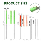 9PCS Reusable Long Colored Straw Cleaner Brush Set 12" Bendable