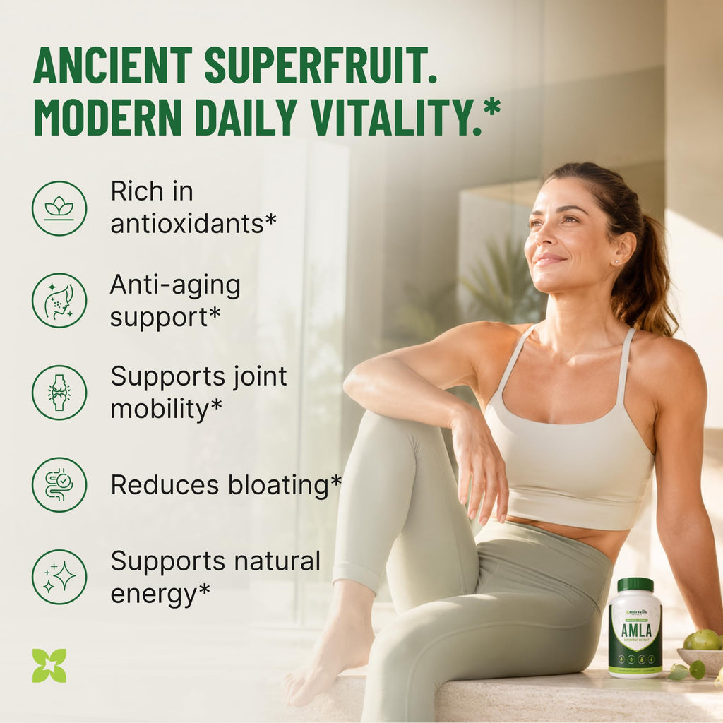 Organic Amla Capsules 1000mg – Indian Gooseberry Supplement for Antioxidant Support, Digestive Health & Natural Energy – Organic Amla Fruit Powder, 60 Capsules