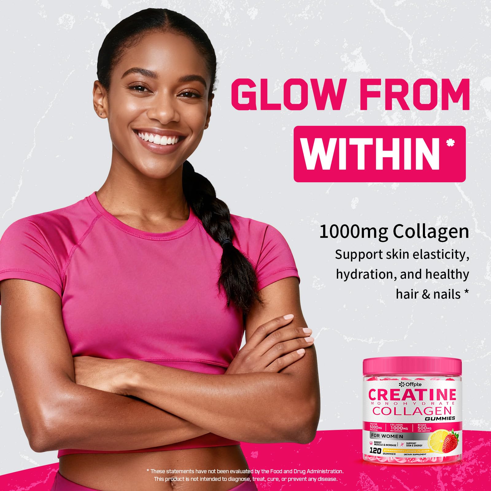 Creatine for Women, 5000mg Complex with Collagen & BCAAs, Vitamin B12 | 120 Ct Sugar-Free Creatine Gummies for Women, Creatine Monohydrate Supplements Pre-Workout Chewbles, Creatina Para Mujeres