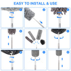 Duster with Extension Pole for Cleaning Ceiling Fans, High Ceilings, in Addition, Dusters for Cleaning Can Also Be Used for Low Places Cleaning, Such As Cabinets, Sofas, and Other Small Spaces.