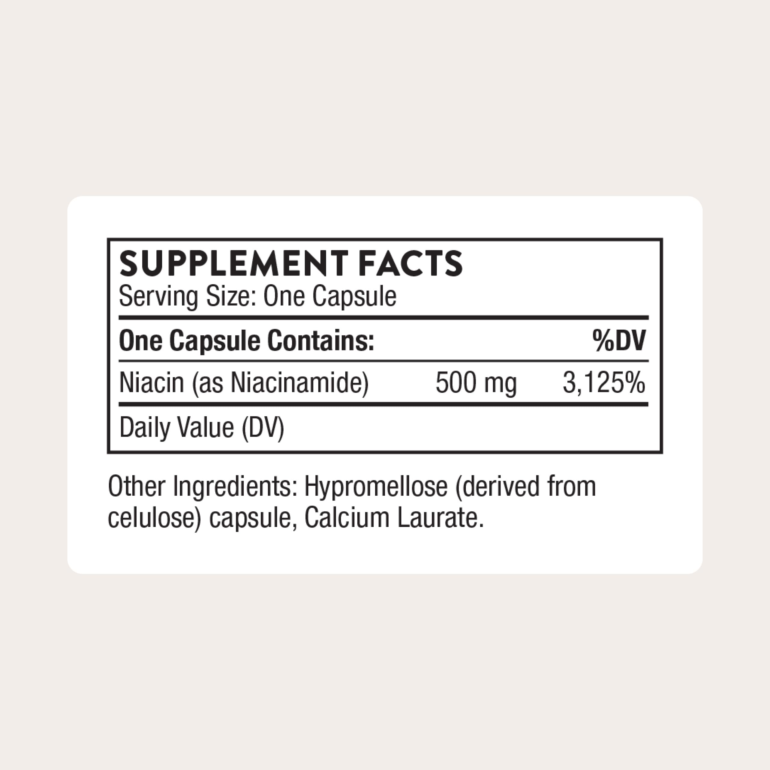 THORNE Niacinamide, 500 mg Non-Flushing Form of Vitamin B3, 180 Capsules | Supports NAD+ Production, Cellular Energy, Healthy Skin & Joint Cartilage, Antioxidant Protection*, NSF Contents Certified