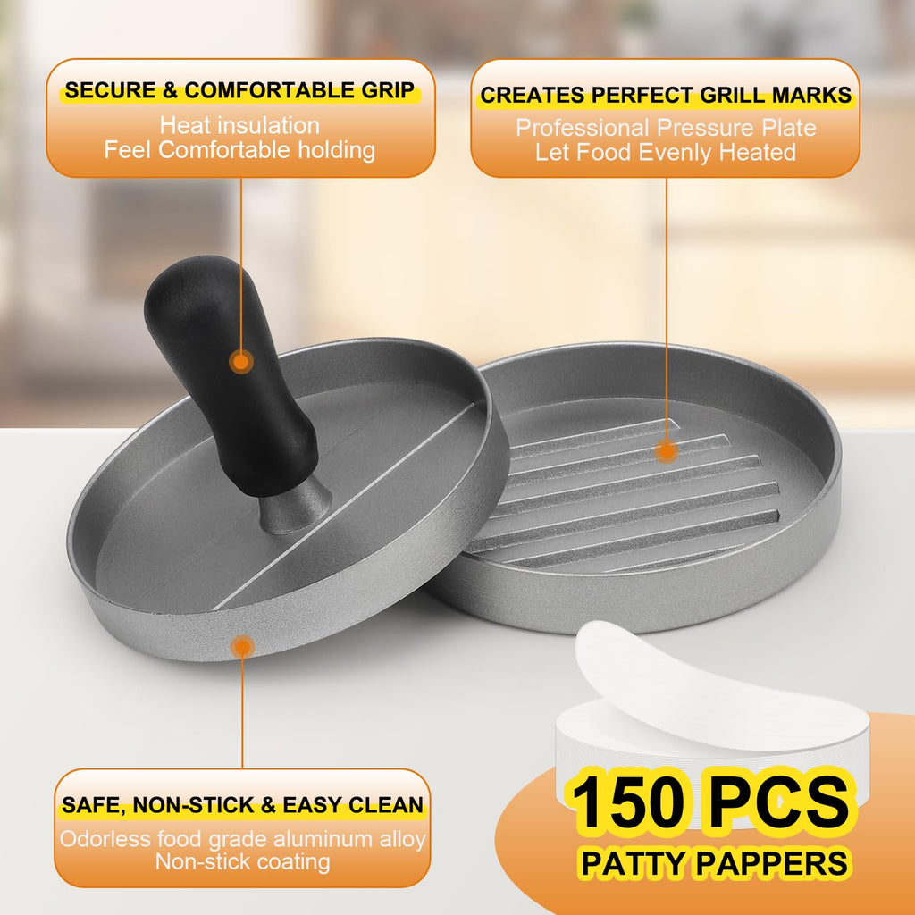 TACGEA Burger Press 150 Patty Papers, Non-Stick Hamburger Press Patty Maker