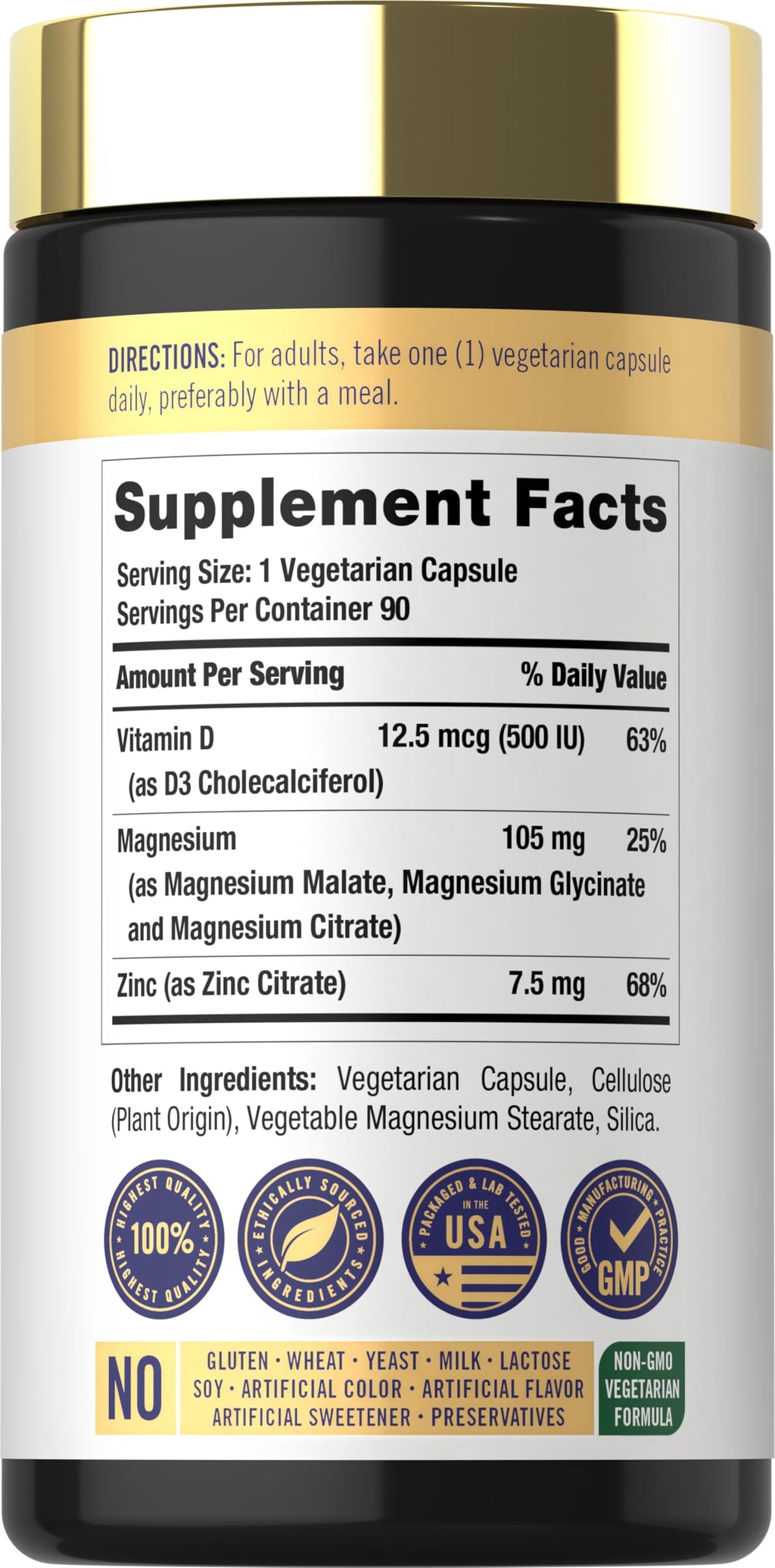 Carlyle Magnesium Zinc and Vitamin D3 | 90 Capsules