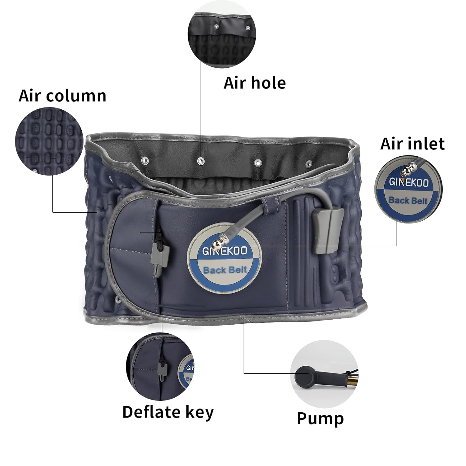 Buy now Decompression Belt - Inflatable Spinal Traction Brace for Lumbar Support and Lower Back Pain, Back Reliever for Men and Women, Navy Blue (29-49 Inch Waist) at indiglob india