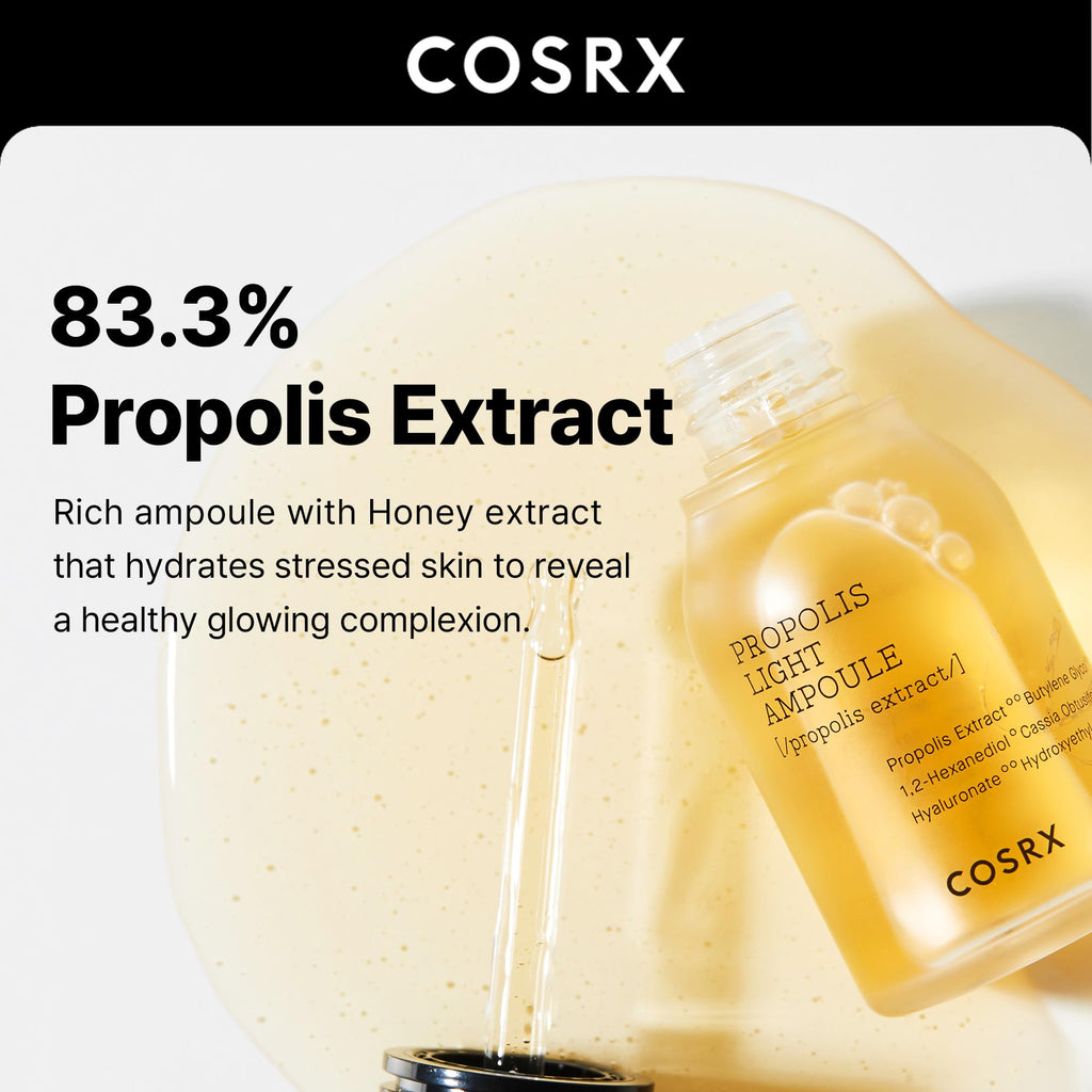 Buy now COSRX Propolis Ampoule, Glow Boosting Serum for Face with 73.5% Propolis Extract, 1.01fl.oz/30ml, Hydrating Essence for Sensitive Skin, Fine Lines, Uneven Skintone, Korean Skincare at indiglob india