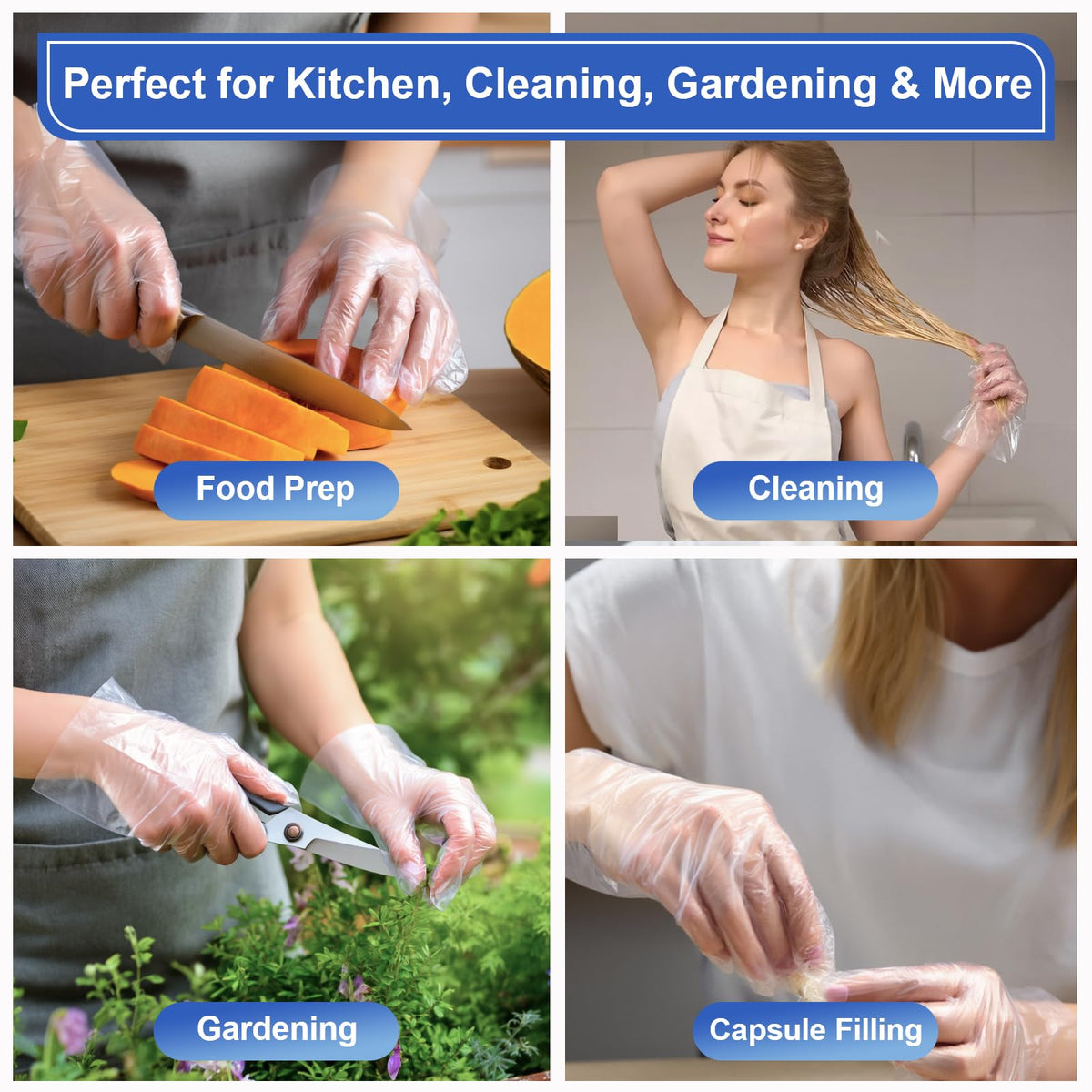 500 Pcs Disposable Food Service Gloves - Premium Plastic Food Prep Gloves for Multiple Use - BPA/Latex Free - Food Grade and Tear-Resistant - One Size Fits Most