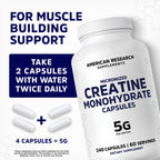 Creatine Monohydrate Capsules 5G, 60 Servings, Micronized Creatine Pills for Men and Women, 4 Caps per Serving