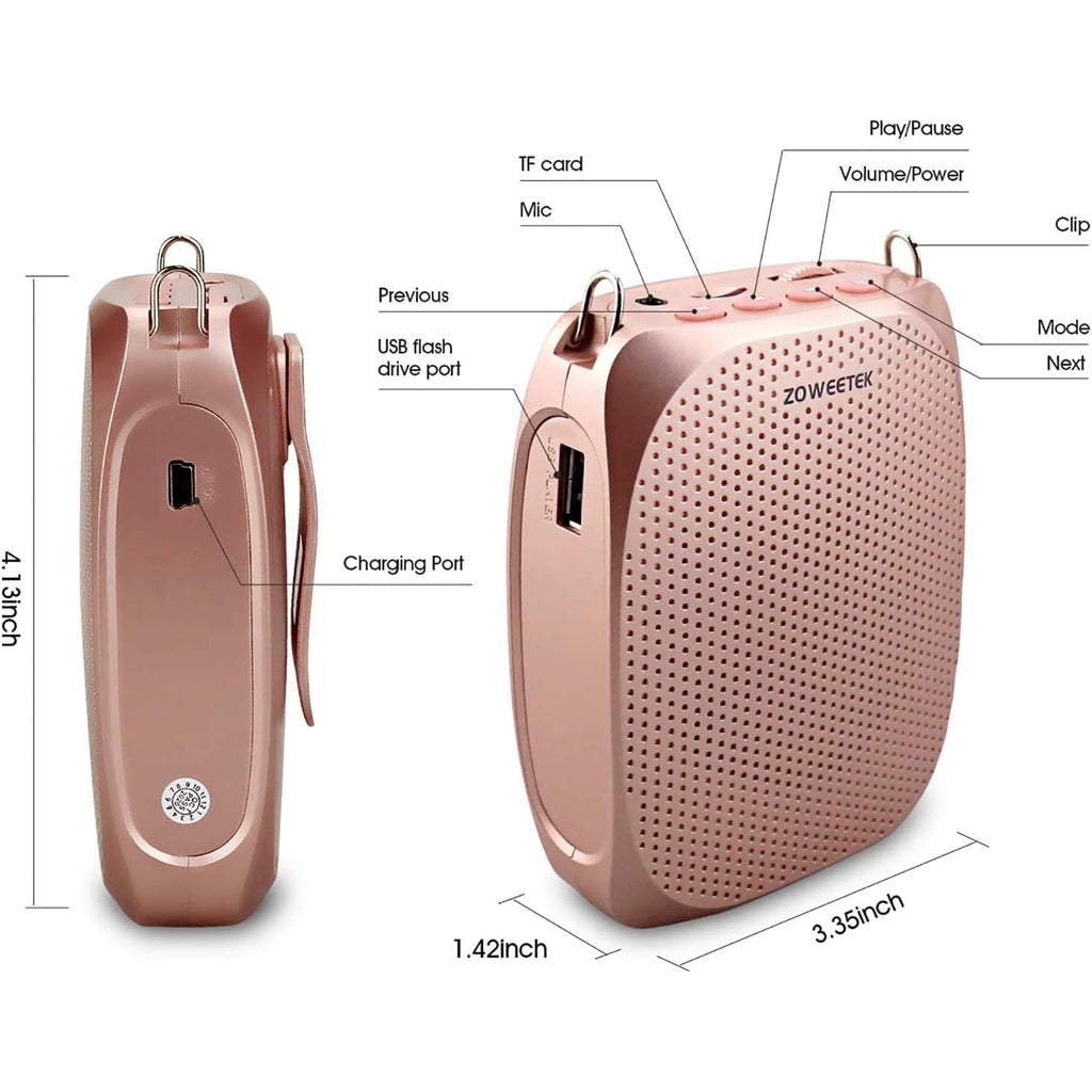 Buy now ZOWEETEK Voice Amplifier Microphone Headset for Teachers, Original Personal Voice Amplifier, Work of 12 hrs, Portable Speaker for Classroom, Speech, Tour Guide,Support MP3 Format Audio,Power Amplifier at indiglob india