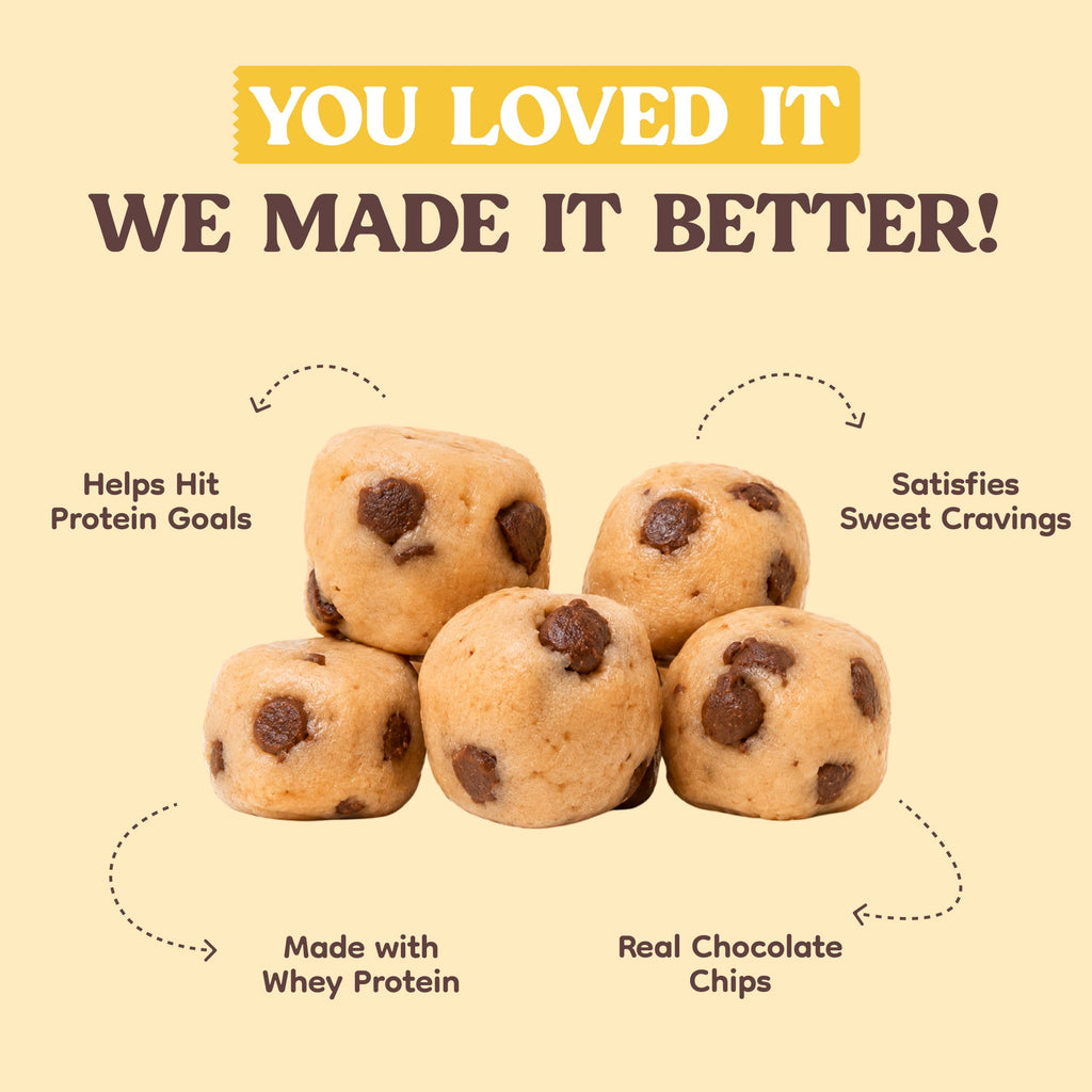 FUUL Chocolate Chip Cookie Dough Protein Bites - 2 Bags (1lb, 80g Protein)