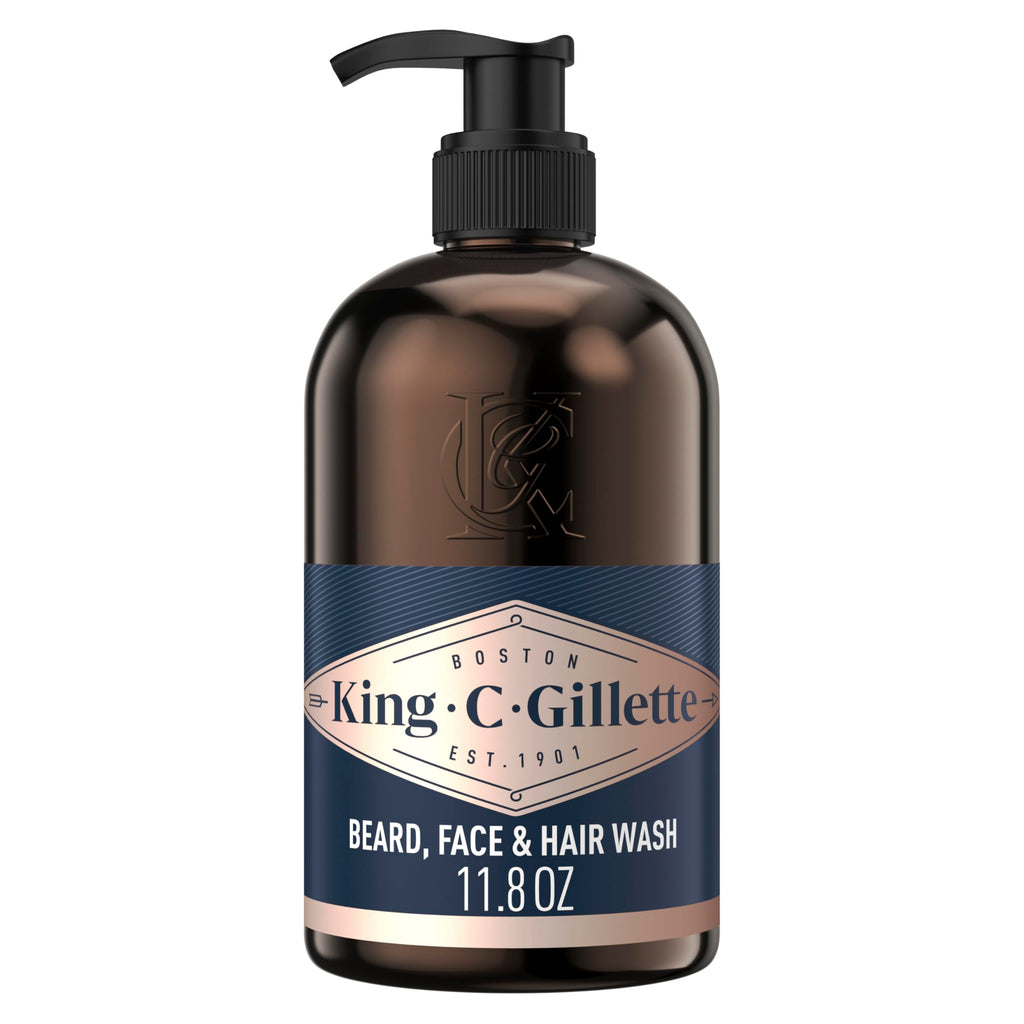 King C. Gillette Beard Wash, Mens Face Wash, 11.8 oz, Infused with Argan Oil and Avocado Oil to Cleanse Hair and Skin