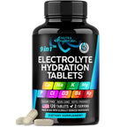 Electrolyte Tablets with Magnesium, Sodium, Potassium, Chloride - 120 Tabs | Electrolytes Salt Pills with Kelp Powder, Vitamins D3 & B6 - Vegan & Keto Friendly Oral Tablets as Capsules - Lab Tested