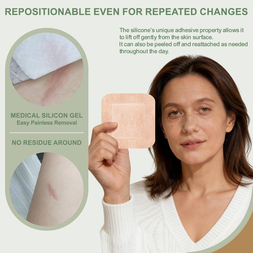 Hysimedy Silicone Bandages for Sensitive Skin 4x4 Inch Painless Removal