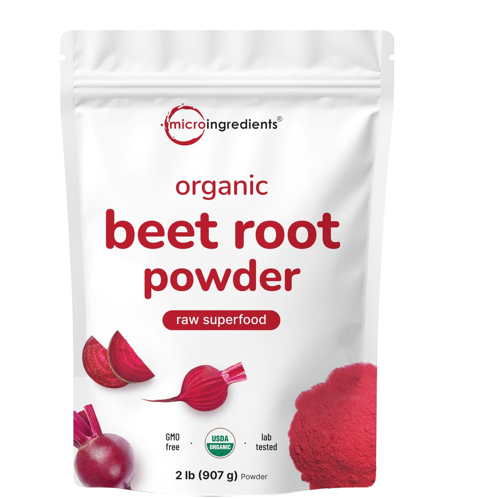 Micro Ingredients Organic Beet Root Powder, 4lb (64 oz) | Nitric Oxide Supplement, Water Soluble, Highly Concentrated Raw Beet Supplement, Superfood Drink Mix, Non-GMO, Plant Based