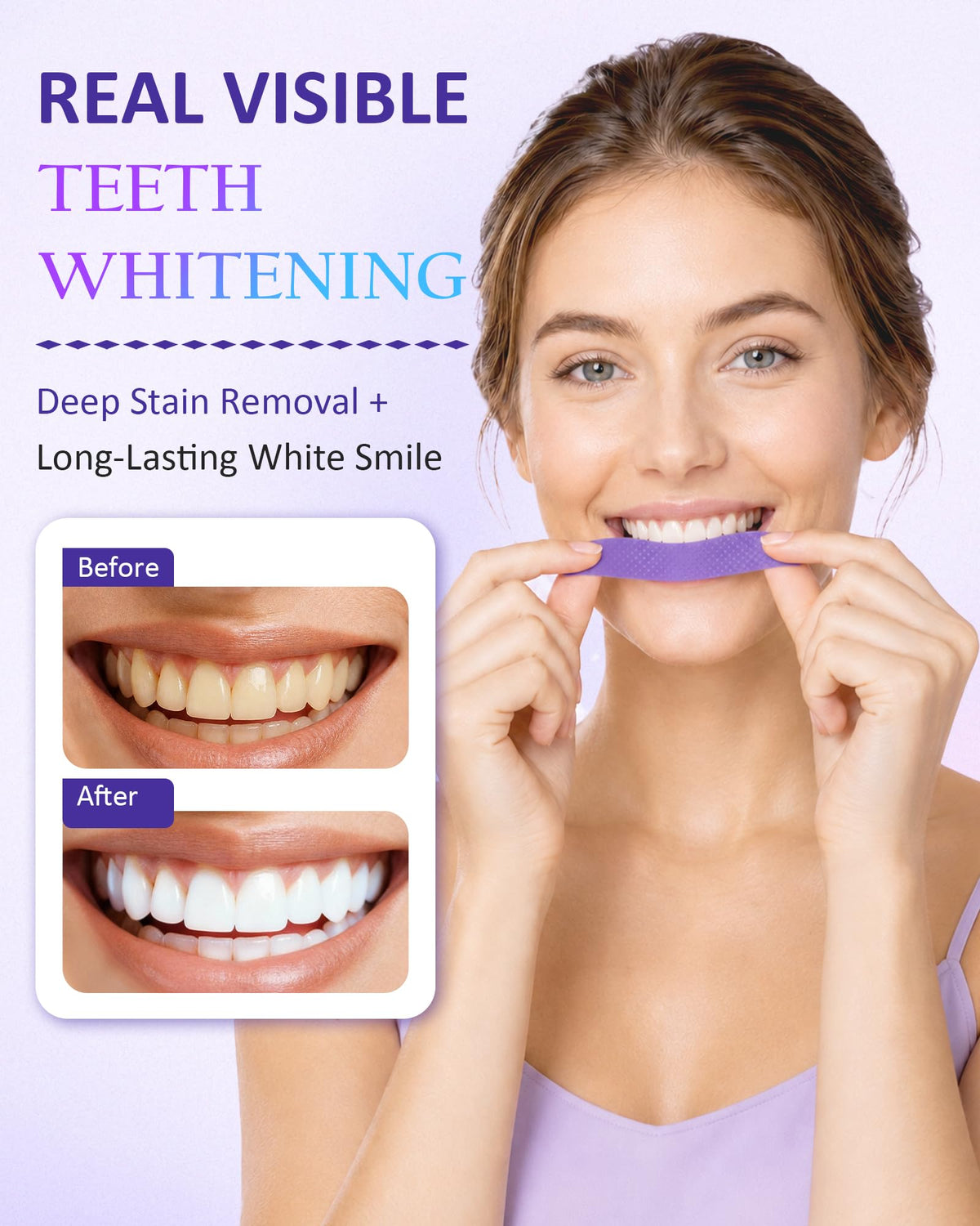 Teeth Whitening Strips, Purple Color-Correcting Technology, 14 Treatments
