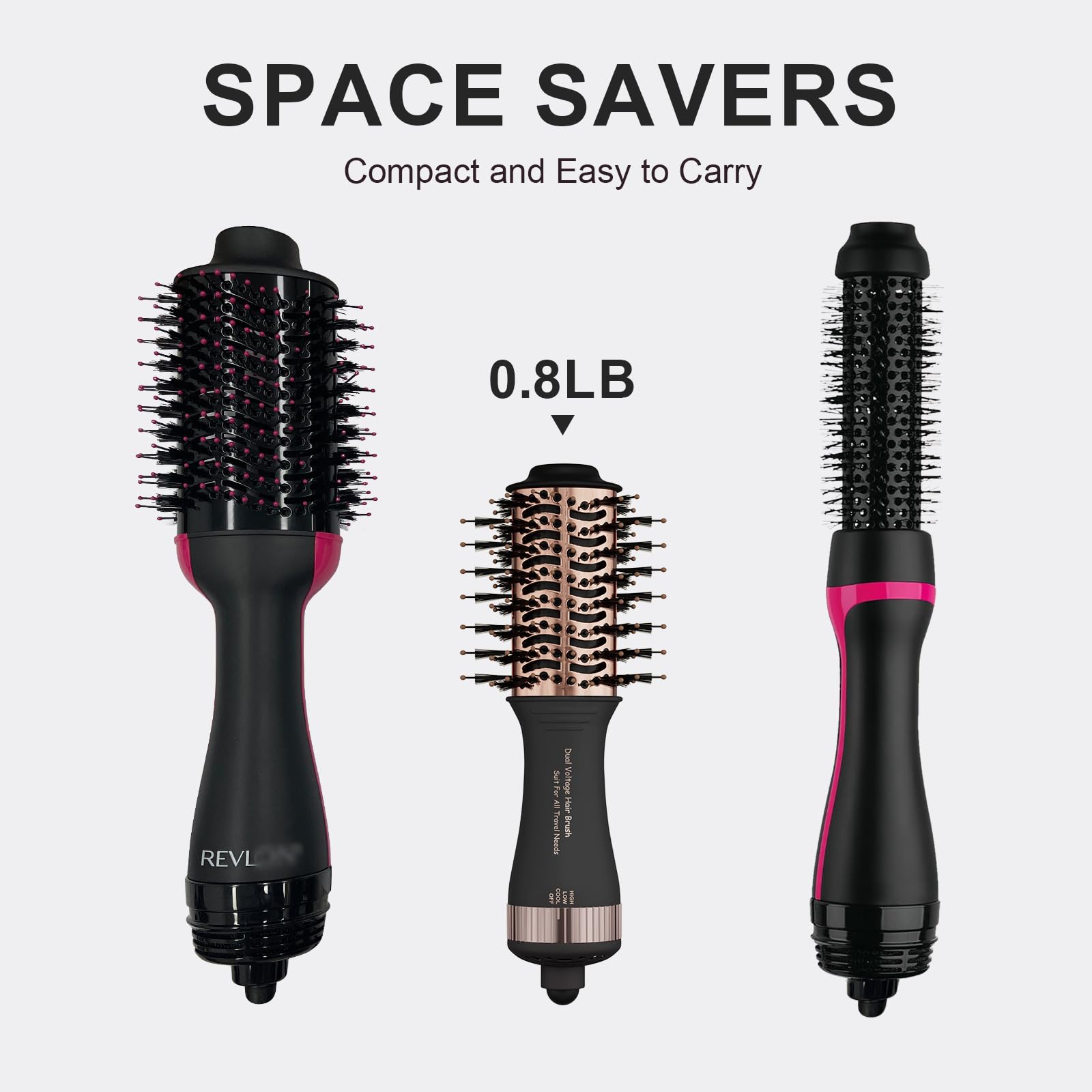 Authentic 4-in-1 travel hair dryer, lightweight at 0.8lbs, designed for easy packing and versatility on the go.