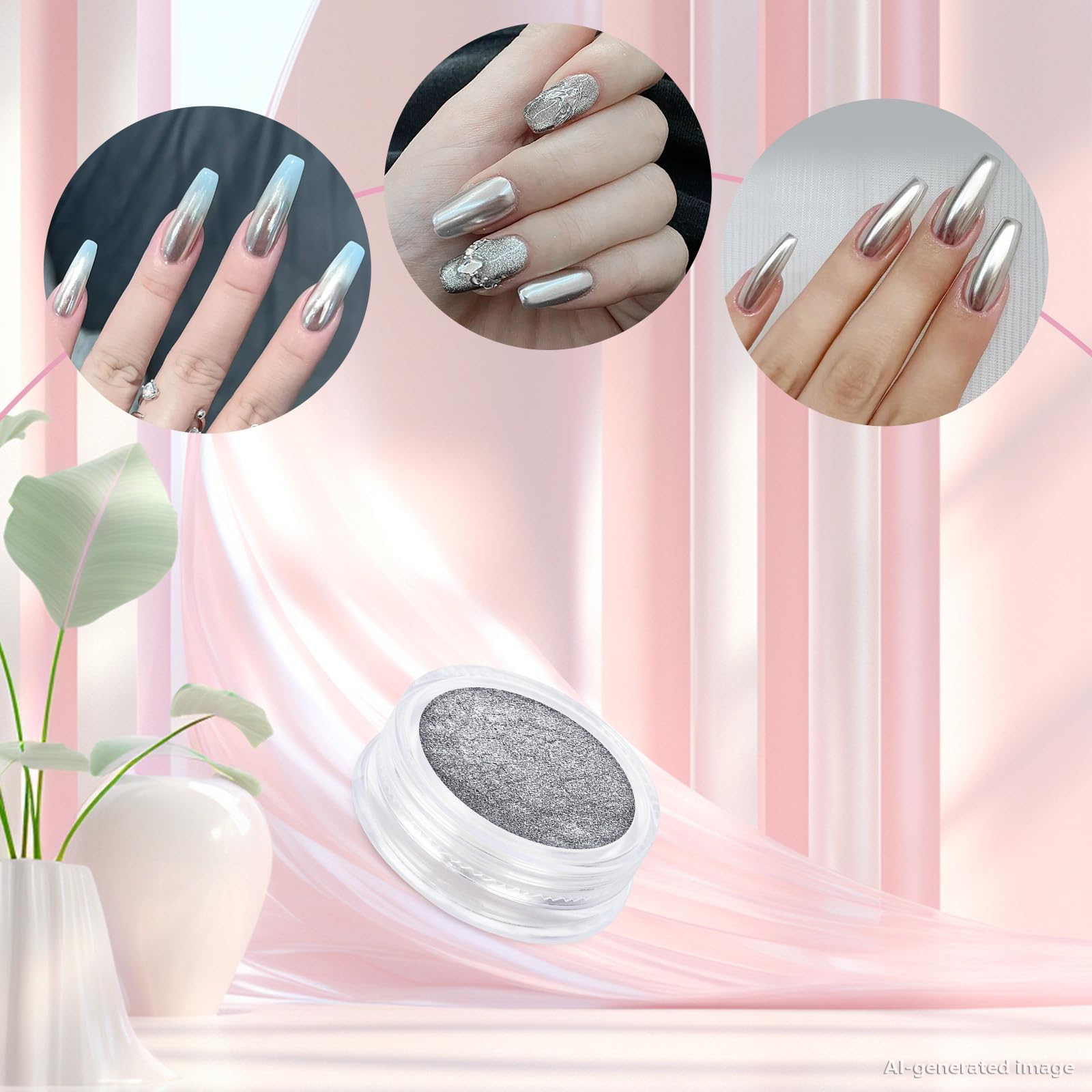 8 Jars Chrome Nail Powder Dip Magic White Pearl Kit Silver Mirror | Metallic Effect Holographic Dip Nail Powder Decoration Iridescent Aurora Mermaid Pigment